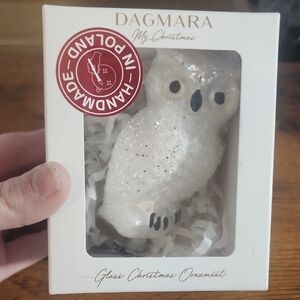 White Owl Glass Christmas Ornament FIRM PRICE IS $33